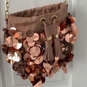 Tory Burch Pink Sequin Embellished Bucket Bag
